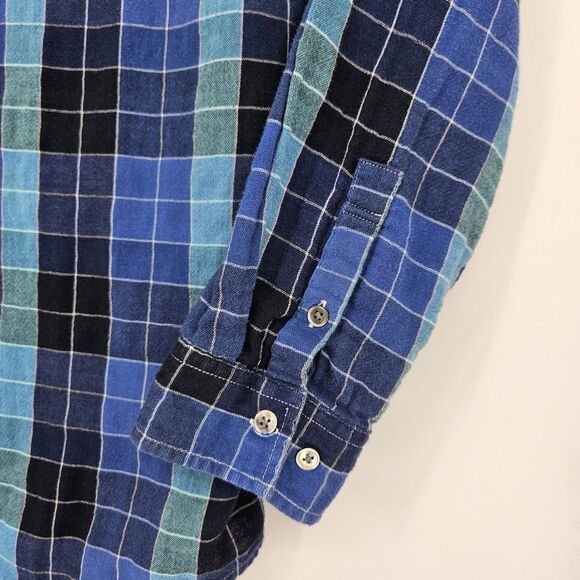 Carbon‎ 2 Cobalt Shirt Mens XL Button Up Long Sleeve Preppy Blue Plaid Flannel - Picture 3 of 12